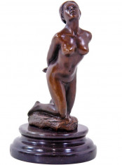 NUD DE FEMEIE- STATUETA DIN BRONZ PE SOCLU DIN MARMURA foto