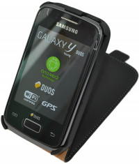 Husa Eleganta TOC FLIP PIELE NEGRU Samsung Galaxy Y Duos S6102 + Folie foto