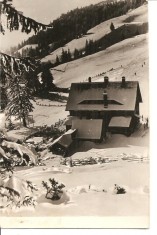 CPI (B2203) MUNTII BUCEGI, CABANA DIHAM, COMBINATUL POLIGRAFIC CASA SCANTEII, CIRCULATA 12.4.57, STAMPILE, RPR