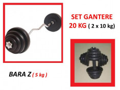 SET GANTERE CAUCIUCATE 20 KG ( 2 x 10 KG / BRAT ) + BARA Z CROMATA !!!- LIVRARE GRATUITA IN BUCURESTI ZONA SECTOR 4 !!! foto