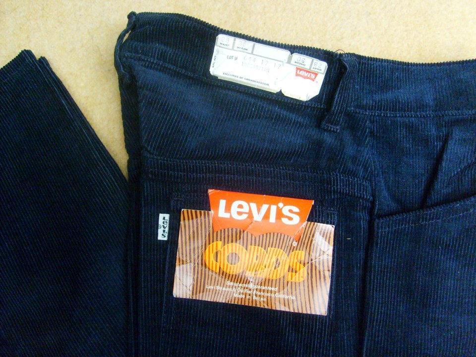 Pantalon, jeans, Levis, catifea raiata, bleumarin, evazati, raritate, w28,  L30 | arhiva Okazii.ro