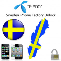 Decodare oficiala iPhone 3g 3gs 4 4s 5 permanenta TELENOR Sweden Suedia FACTORY UNLOCK foto