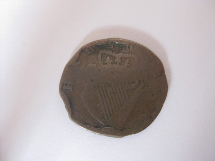 REDUCERE 40 LEI!!! RAR!!! 1/2 PENNY 1766 HIBERNIA GEORGE III