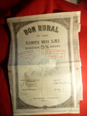 Actiune 5000 Lei Bon Rural 1931 ,redus la 2500 lei , cu cupoane foto