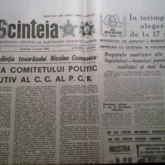 ziarul scanteia 3 martie 1985-sedinta comitetului politic executiv al p.c.r.