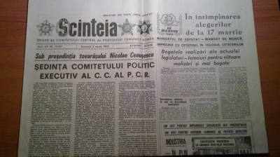 ziarul scanteia 3 martie 1985-sedinta comitetului politic executiv al p.c.r. foto