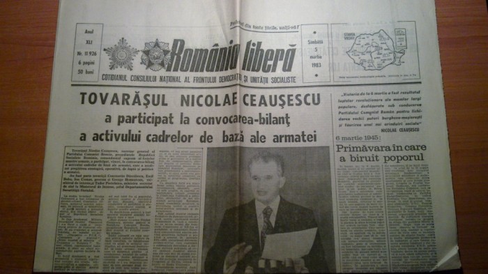 ziarul romania libera 5 martie 1983 -cuvantarea lui ceausescu