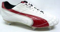 ghete fotbal gazon PUMA King SL SG 17003909, ORIGINALE, alb si rosu, piele foto