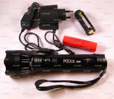 Lanterna POLICE 1000w. 17 cm. 4200 mAh Li-Ion. Zoom. foto