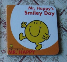 Carticica educativa copii cartonata lucioasa mini Mr Happy Smiley Day story ilustrata foto