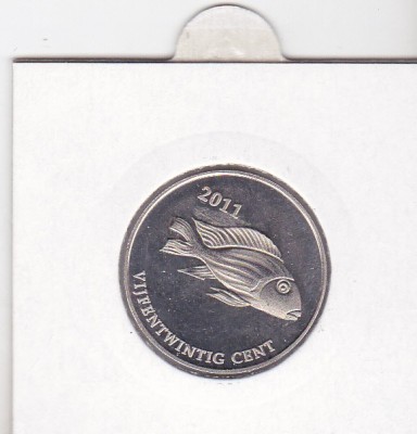 bnk mnd St Eustatius 25 centi 2011 unc , fauna marina foto
