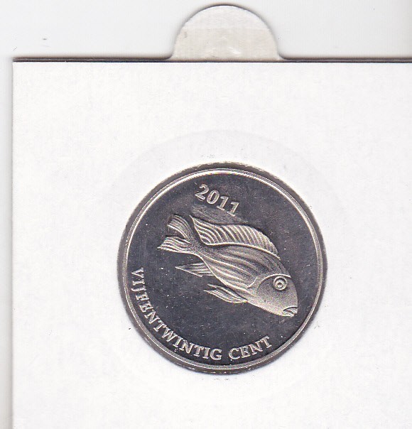 bnk mnd St Eustatius 25 centi 2011 unc , fauna marina