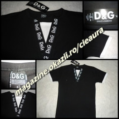 TRICOU NEGRU BARBATI GEN FIRMA D&amp;amp;G DOLCE GABBANA MANECA SCURTA BUMBAC made ITALY foto