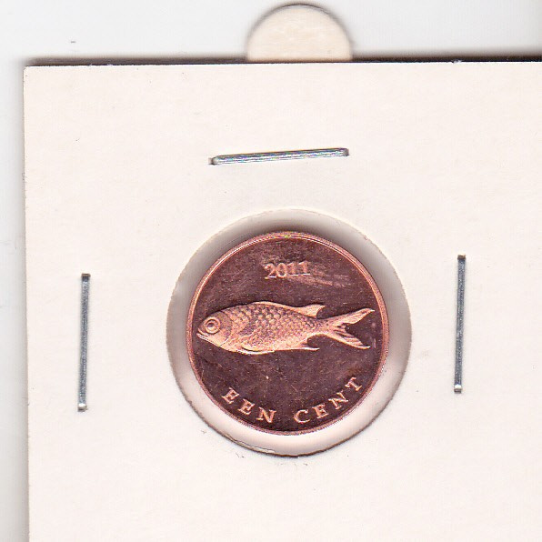 bnk mnd St Eustatius 1 cent 2011 unc , fauna marina