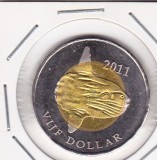 Bnk mnd St Eustatius 5 $ 2011 unc , fauna marina , bimetal, America de Nord