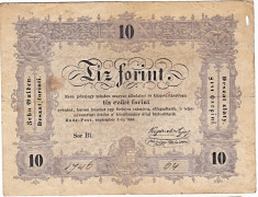 Transilvania,Ungaria,10 FORINT=10 FLORINI 1848,seria scrisa manual,legenda si in romana cu litere cirilice,semnatura lui Kossuth Lajos foto