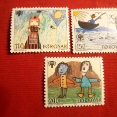 Serie- Ziua Internationala a Copilului - Desene copii 1979 Faroer , 3 val.