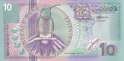 Bancnota Suriname 10 Gulden 2000 - P147 UNC foto