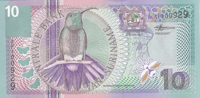 Bancnota Suriname 10 Gulden 2000 - P147 UNC