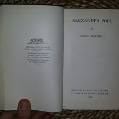 Leslie Stephen (tatal V. Woolf) ALEXANDER POPE Ed. Macmillan 1934 cartonata