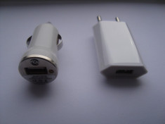 Incarcator retea sau auto + Cablu date Apple iPHONE 4 , iPhone 4S, iPHONE 3 GS, iPOD foto