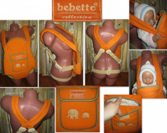 port bebe marsupiu pentru bebelusi 0-9 kg portocaliu foarte calitativ si rezistent bebetto - 65 lei foto