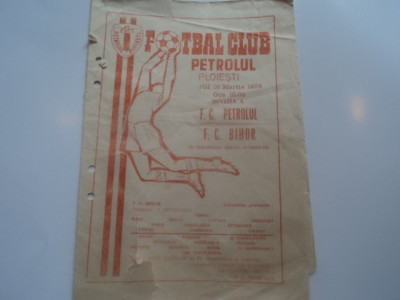 Program meci fotbal PETROLUL Ploiesti - FC BIHOR Oradea 16.03.1978 foto