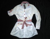 Camasa Dama Alba Bumbac 100% Maneca Lunga/Scurta, Buzunare, Cordon, Marimi Mari XL XXL