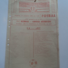 Program meci fotbal PETROLUL Ploiesti - CORVINUL Hunedoara 29.10.1989