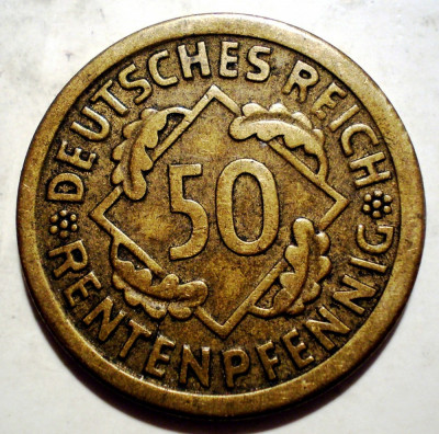 C.217 GERMANIA WEIMAR 50 RENTENPFENNIG 1924 F RARA foto