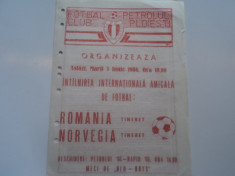 Program meci fotbal ROMANIA (B) - NORVEGIA (B) 03.06.1986 foto