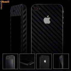 FOLIE IPHONE 4 CARBON FULL BODY FATA+SPATE+LATERALE-NEAGRA foto