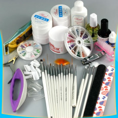 Kit manichiura set Unghii false GEL,pensule pila, ulei cuticule,lipici,sabloane, buffer,top coat tipsuri foto