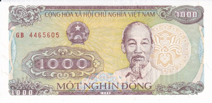 Bancnota Vietnam 1.000 Dong 1988 - P106 UNC