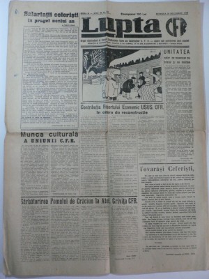 LUPTA CFR - DUMINICA 29 DECEMBRIE 1946 - ORGAN SAPTAMANAL AL UNIUNII SINDICATELOR UNITE ALE SALARIATILOR CFR foto