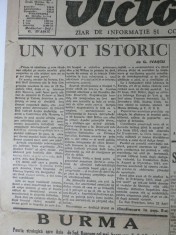 VICTORIA - ZIAR DE INFORMATIE SI COMENTARIU CRITIC - 2 AUGUST 1945 - REDACTOR SEF G. IVASCU foto