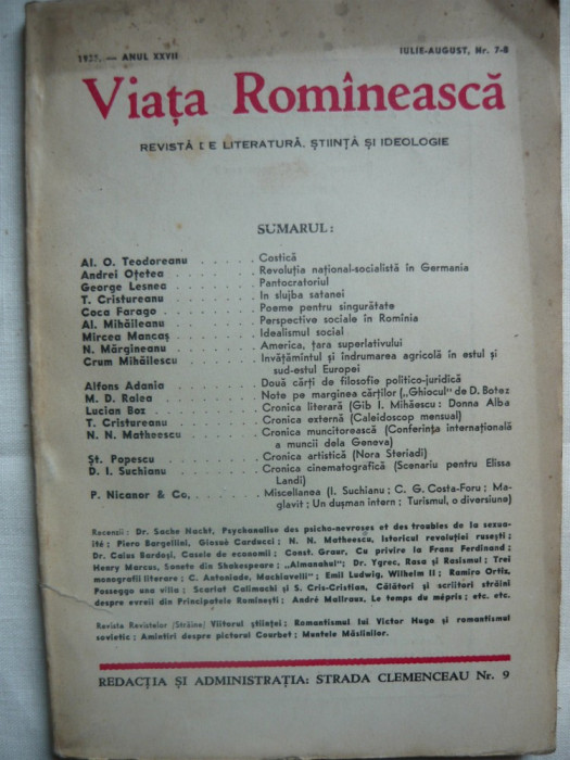 Viata Romaneasca - Nr. 7-8 ( iulie - august ) - 1936