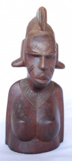 DEOSEBITA SI VALOROASA SCULPTURA - FEMEIE AFRICANA-BUST-NUD 23CM (poarta patina timpului) sculptura in lemn nobil Africana -KENYA-PROVINE DIN GERMANI foto