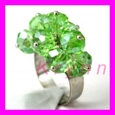 RT36 - Inel fashion dragut imitatii cristale Swarovski - VERDE -marime reglabila foto