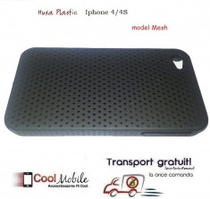 SET - Husa plastic Iphone 4/4S neagra albastra + Folie Protectie FATA-SPATE - TRANSPORT GRATUIT! foto