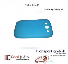 SET - Husa silicon Samsung Galaxy S3 I9300 bleu + FOLIE PROTECTIE- TRANSPORT GRATUIT! foto