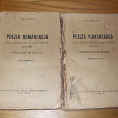 POEZIA ROMANEASCA - Antologie si Studii - 2 Volume - Gh. Cardas - 1937, 604 p.