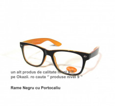 Rame Ochelari Negre cu Portocaliu Lentile Transparente nerd geek foto