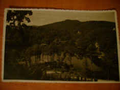 Carte postala Sovata latkep photo originala studio Fotofilm Cluj 1934 circulata 2 timbre (Aviatiei si Carol II) vedere priveliste cu lacul foto