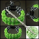 BRATARA SHAMBALLA VERDE DESCHIS + CUTIE CADOU 9 BILE CRISTALE 8 MAGNETI