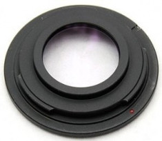 Adaptor foto M42 la DSLR Nikon (F mount) cu lentila corectie - include capac spate Nikon - focalizare la infinit Compatibil D3100 D5100 D90 D7000 etc foto