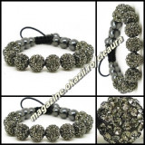 BRATARA SHAMBALLA GRI / HEMATIT + CUTIE CADOU 9 BILE PIETRE CRISTALE 8 MAGNETI