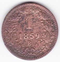 Austria-Ungaria 1 Kreuzer 1859 B,monetaria Kormozcbanya (2) foto