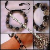 BRATARA SHAMBALLA ALBA /CRYSTAL + CUTIE CADOU 8 BILE CRISTALE 13 MAGNETI HEMATIT