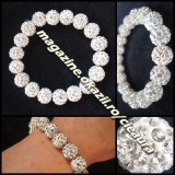 BRATARA SHAMBALLA ALBA / CRYSTAL + CUTIE CADOU 18 BILE CRISTALE SAMBALA SHAMBALA